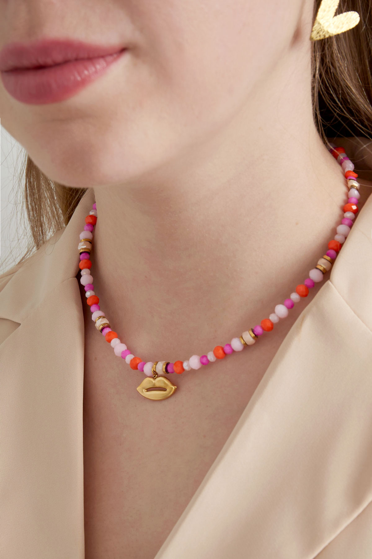 Collar colorido beso alegre - oro rosa h5 Imagen2